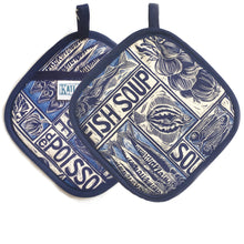 Load image into Gallery viewer, Fish Soup Illustrated Recipe Organic Cotton Pot Holder
