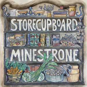 Illustrated seasonal recipe calendar by Kate Guy Prints  2023 January Storecupboard Minestrone