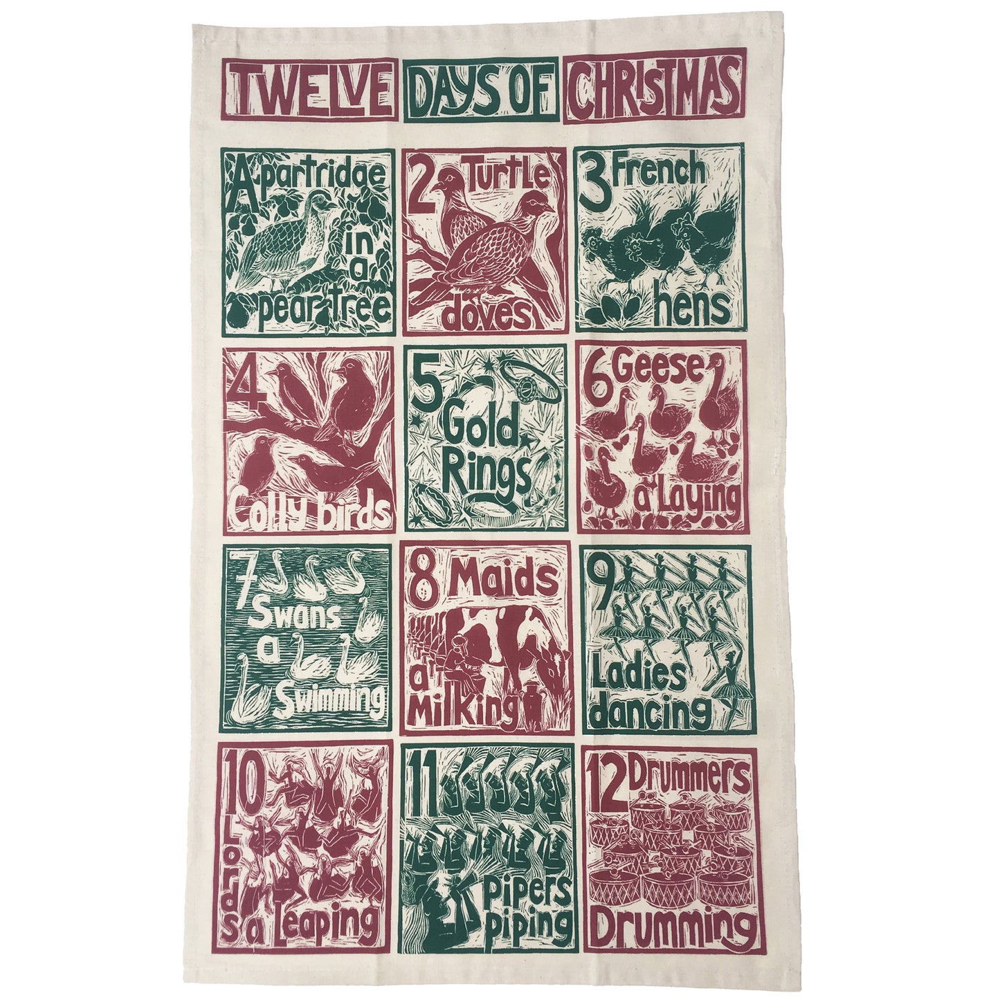 Christmas Gift Set Tea Towel, Apron and Double Oven Glove illustrated recipes mix and match Kate Guy Prints