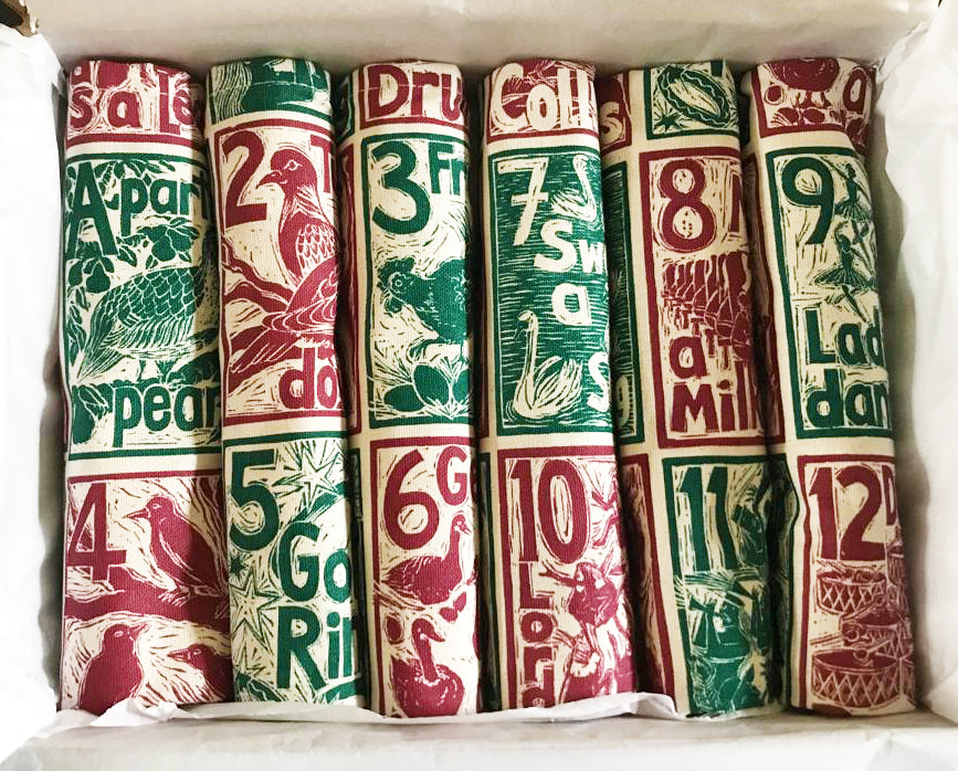 Set of 6 Christmas organic cotton napkins - in a gift box