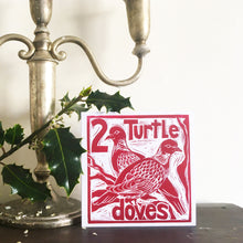 Load image into Gallery viewer, Two Turtle Doves Greetings Card Lino cut by Kate Guy
