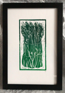 Linocut print asparagus Kate Guy Prints