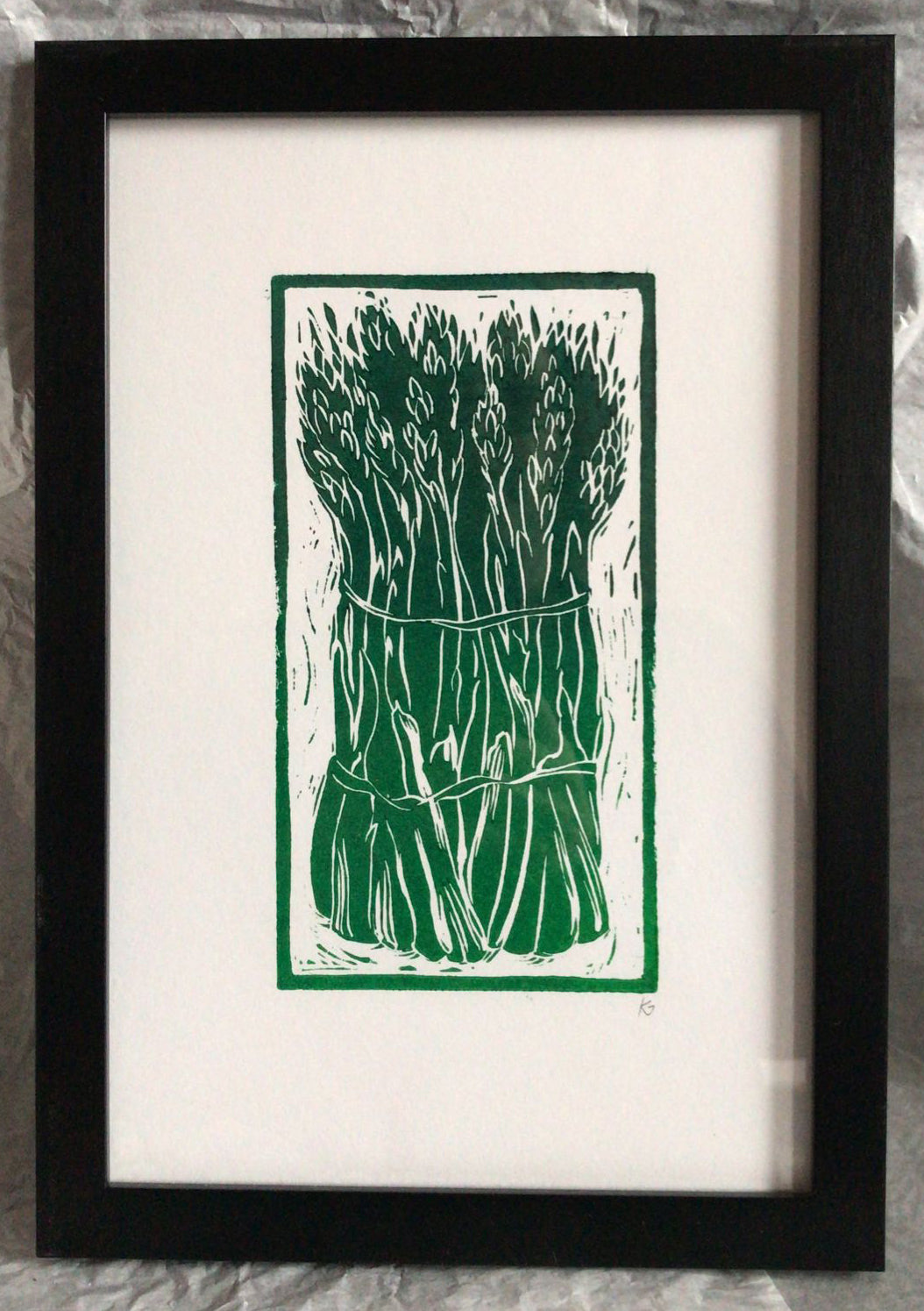 Linocut print asparagus Kate Guy Prints