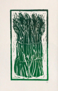 Linocut print asparagus Kate Guy Prints