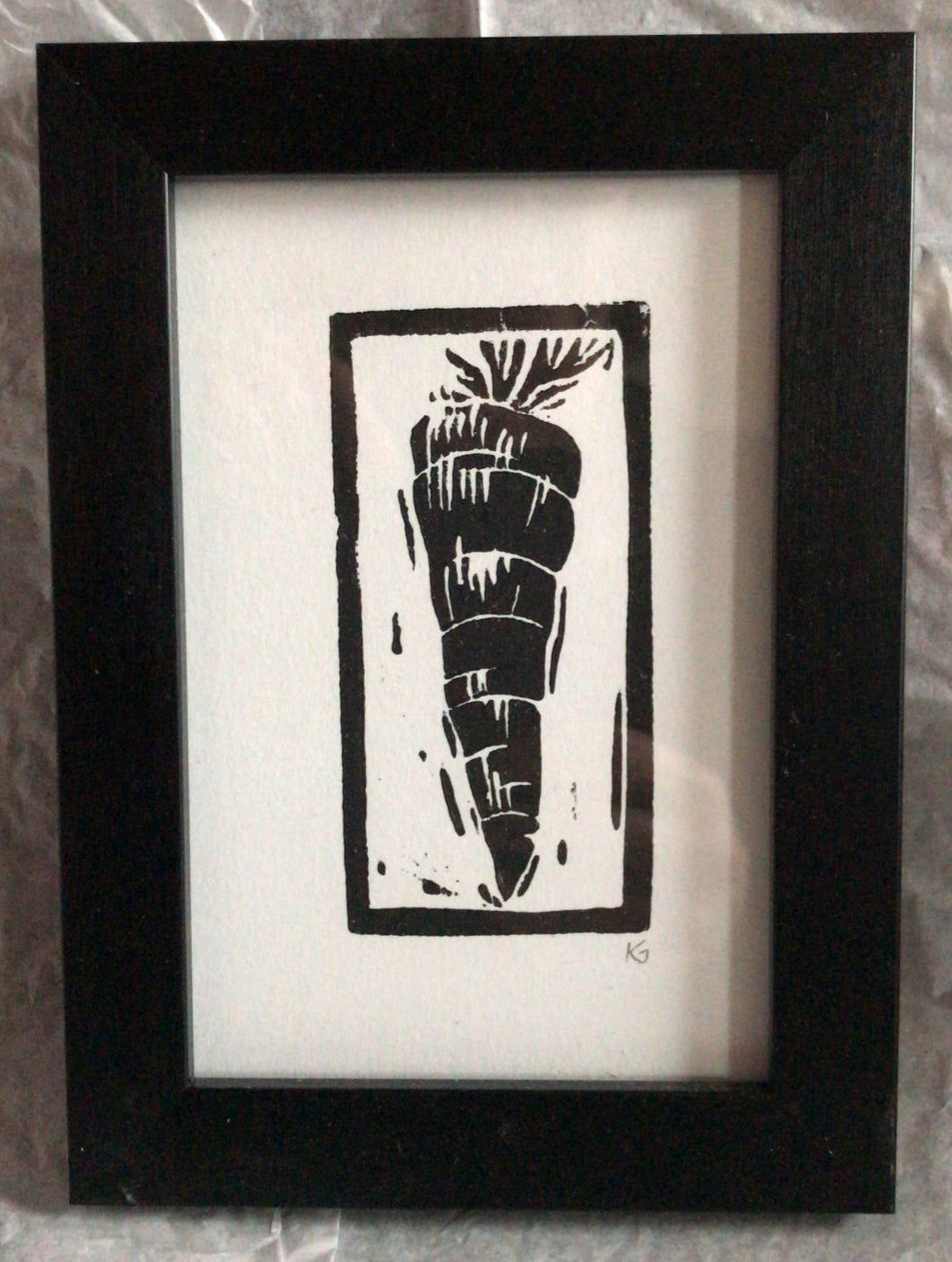 Linocut print small carrot Ingredients prints by Kate Guy Prints