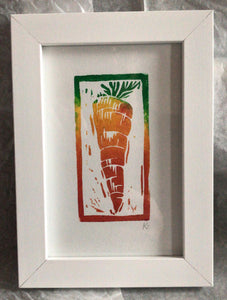 Linocut print small carrot Ingredients prints by Kate Guy Prints