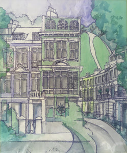 Chalcot Square and Crescent View of Primrose Hill Monotype Print