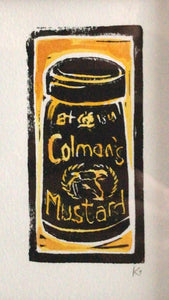 Linocut print Colman's Mustard Pot Kate Guy Prints