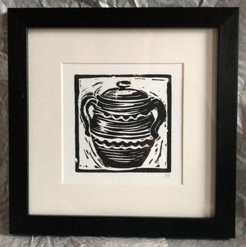 Cooking Pot linocut print ingredients prints by Kate Guy Prints