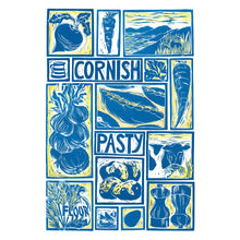 Load image into Gallery viewer, Cornish Pasty illustrated recipe greetings card. Lino cut print by Kate Guy, cooking instructions are on the back.
