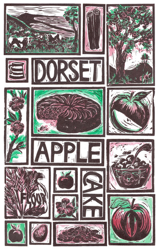 Dorset Apple Cake Illustrated Recipe Greetings Card