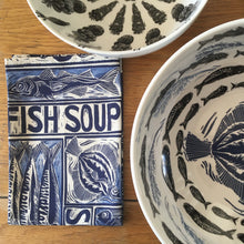 Load image into Gallery viewer, Set of 6 Fish soup recipe organic cotton napkins - in a gift box
