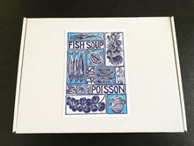 Load image into Gallery viewer, Set of 6 Fish soup recipe organic cotton napkins - in a gift box
