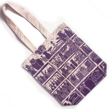 Load image into Gallery viewer, French Onion Soup illustrated recipe long handled tote bag lino cut by Kate Guy

