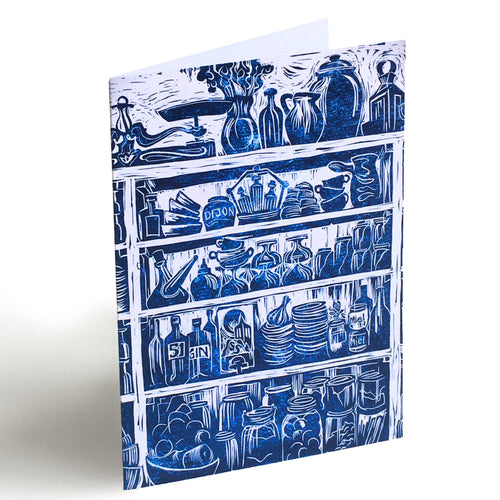 French Country Kitchen lino cut greetings card by Kate Guy