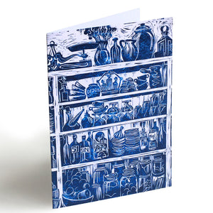 French Country Kitchen lino cut greetings card by Kate Guy