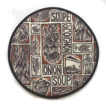 Load image into Gallery viewer, PAIR of French Onion Soup Illustrated Recipe Cooker Hob Covers
