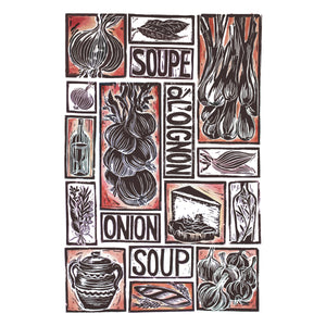 French Onion Soup Illustrated Recipe Greetings Card by Kate Guy each image is an ingredient and the cooking instructions are on the back