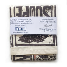 Load image into Gallery viewer, French Onion Soup illustrated recipe organic cotton tea towel lino cut by Kate Guy
