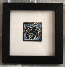 Load image into Gallery viewer, Linocut print Small Bulb of Garlic Ingredients prints by Kate Guy Prints
