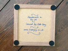 Load image into Gallery viewer, Sardines tile trivet in oak frame lino cut by Kate Guy back
