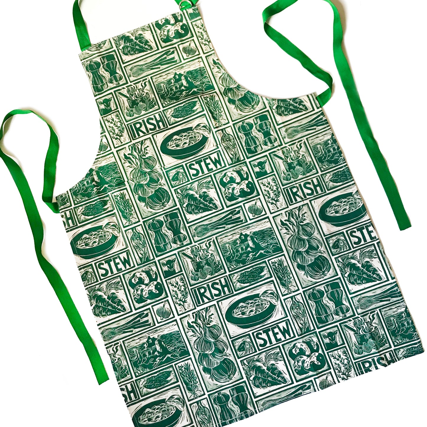 Irish Stew Recipe Apron Linocut Print by Kate Guy