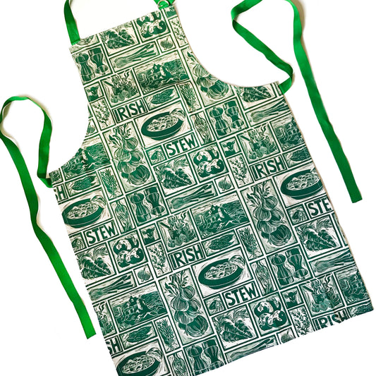 Irish Stew Recipe Apron Linocut Print by Kate Guy