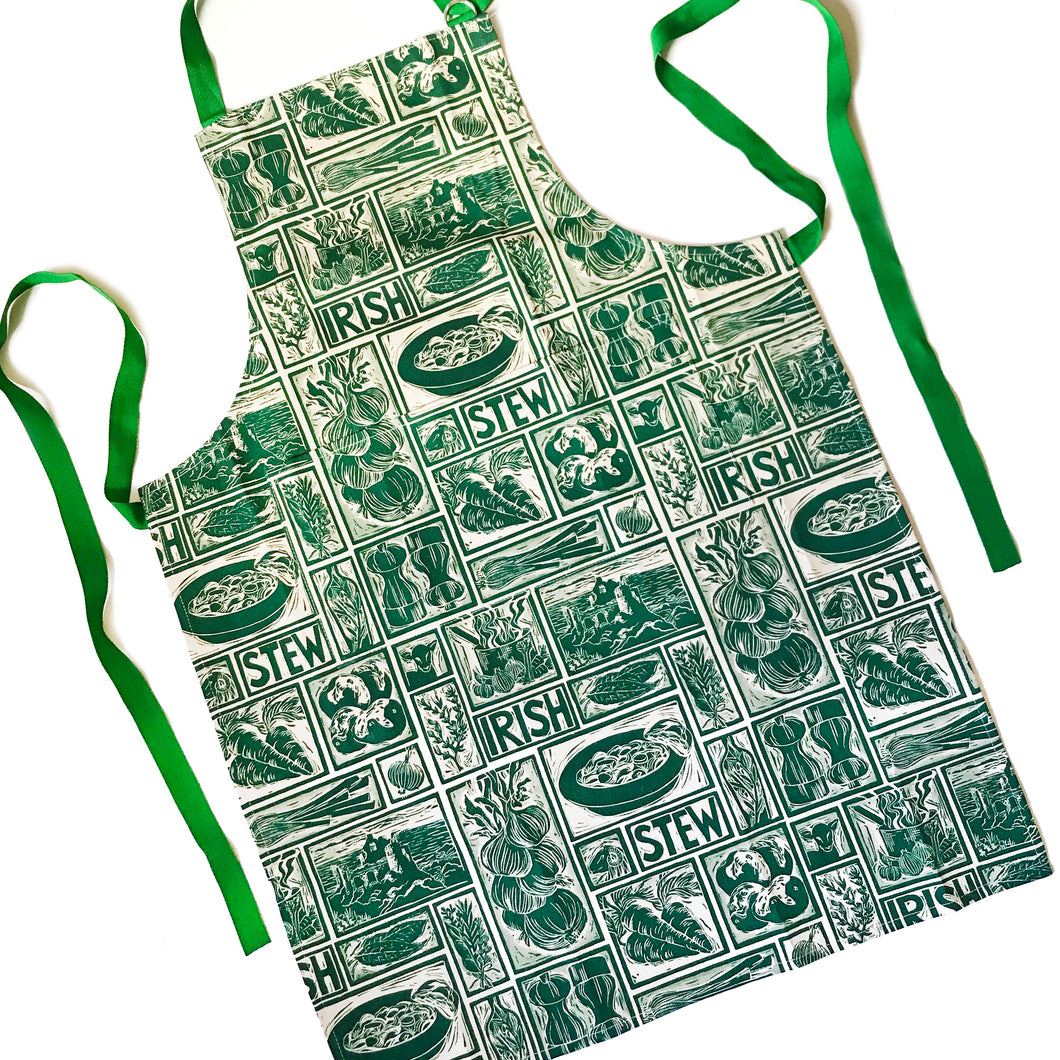 Irish Stew Recipe Apron Linocut Print by Kate Guy