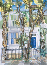 Load image into Gallery viewer, House portrait showing the front of the property and Primrose Hill in the background
