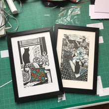 Load image into Gallery viewer, Kate Guy Prints Limited edition linocuts Lockdown Cats Framed
