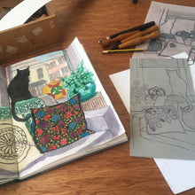 Load image into Gallery viewer, Kate Guy Prints Limited edition linocuts Sketchbook studies and process
