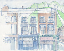 Load image into Gallery viewer, House portrait showing the front of the property and Primrose Hill in the background
