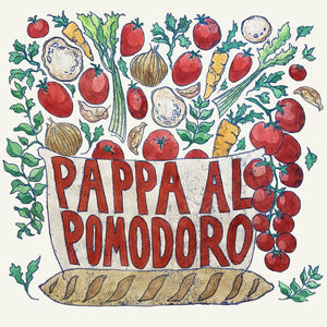 Illustrated seasonal recipe calendar by Kate Guy Prints  2023 September Pappa al Pomodoro