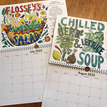 Load image into Gallery viewer, Illustrated recipe calendar 2023, each month is a delicious vegetarian soup or salad using seasonal ingredients.
