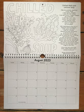 Load image into Gallery viewer, Colouring in calendar by Kate Guy Prints Illustrated seasonal recipes 2023
