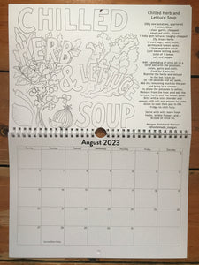 Colouring in calendar by Kate Guy Prints Illustrated seasonal recipes 2023