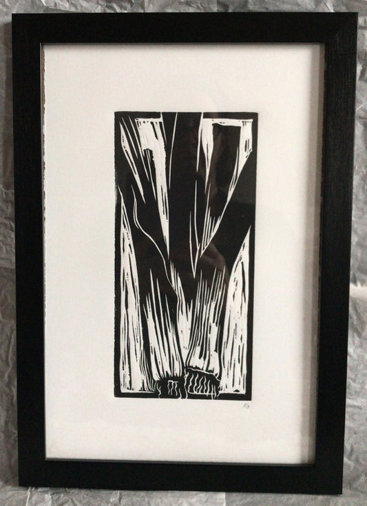 Linocut print Leeks Ingredients prints by Kate Guy Prints