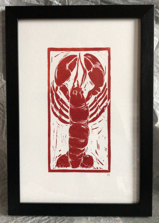 Linocut print Lobster Ingredients prints by Kate Guy Prints