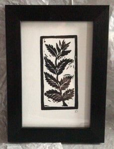 Linocut print small mint Ingredients prints by Kate Guy Prints