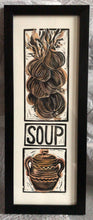 Load image into Gallery viewer, Linocut print onion tress Ingredients prints by Kate Guy Prints
