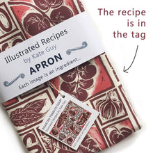 Load image into Gallery viewer, tomato soup illustrated recipe gift set tea towel apron and oven gloves lino cuts by Kate Guy Prints
