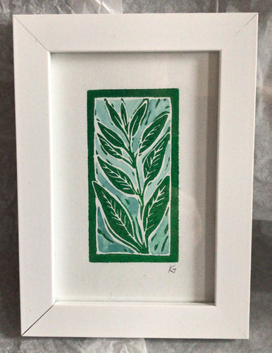 Sprig of sage linocut print ingredients prints by Kate Guy Prints