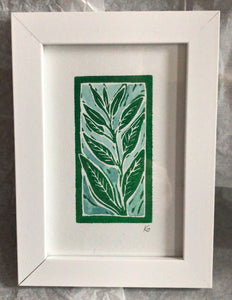 Sprig of sage linocut print ingredients prints by Kate Guy Prints