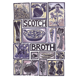 Scotch Broth Illustrated Recipe Greetings Card by Kate Guy each image is an ingredient the cooking instructions are on the back