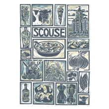 Load image into Gallery viewer, Scouse Illustrated Recipe Greetings Card by Kate Guy each image is an ingredient the cooking instructions are on the back
