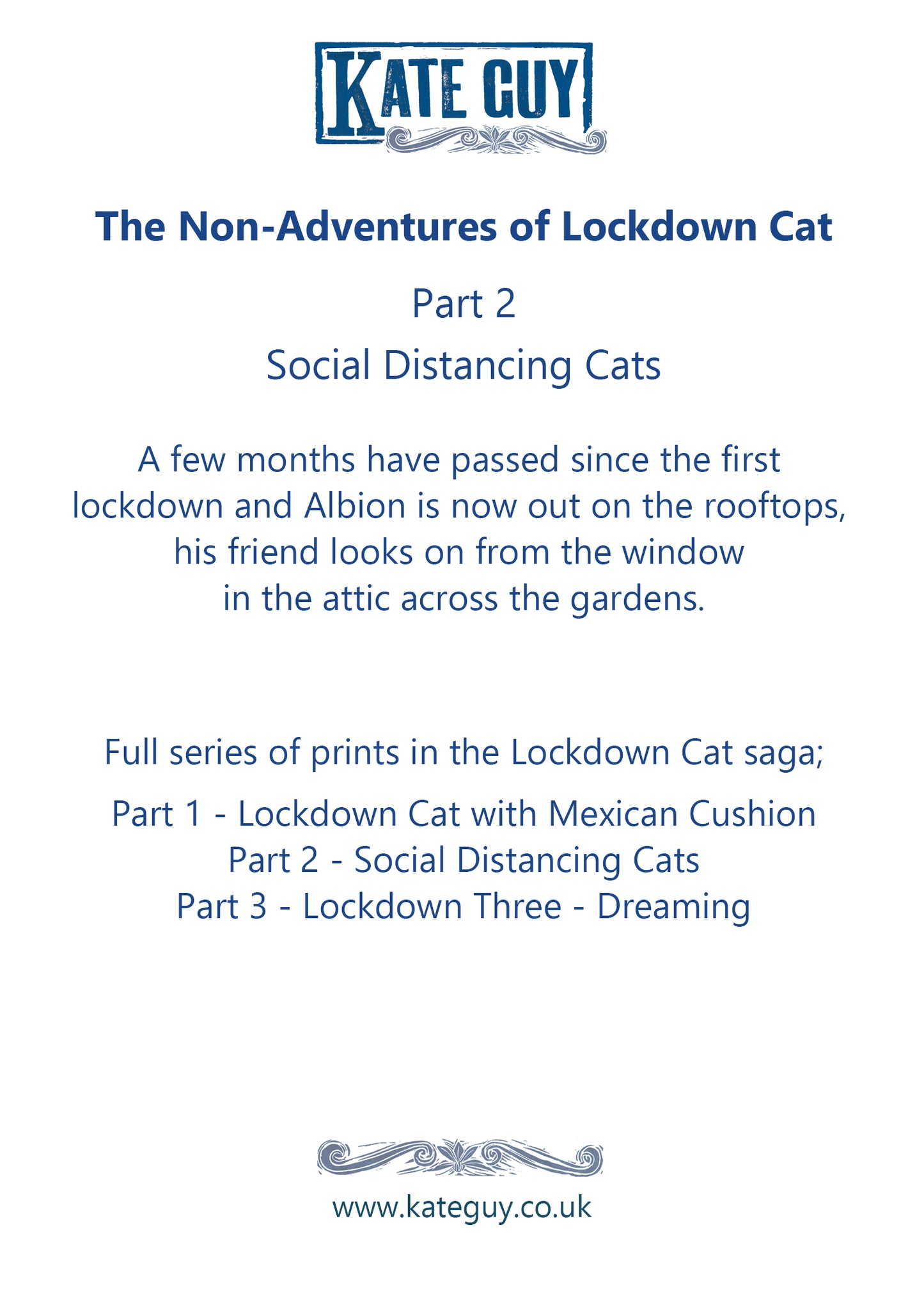 Social Distancing Cats (Lockdown Cat 2)  Greetings Card