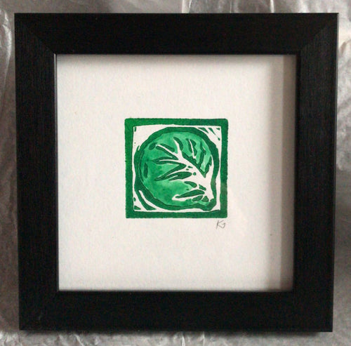 Small green sprout linocut print ingredients prints by Kate Guy Prints