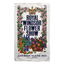 Load image into Gallery viewer, Royal Windsor Flower Show 2023 Linen Tea Towel by Kate Guy Prints
