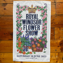 Load image into Gallery viewer, Royal Windsor Flower Show 2023 Linen Tea Towel by Kate Guy Prints
