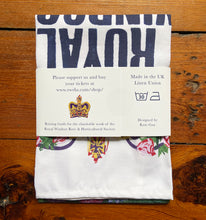 Load image into Gallery viewer, Royal Windsor Flower Show 2023 Linen Tea Towel by Kate Guy Prints
